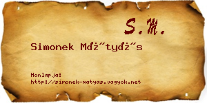 Simonek Mátyás névjegykártya